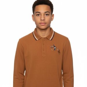 K2406-Men Polo Full Arm Orange JH