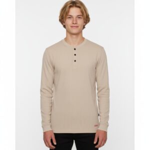 K2409 - Men T-Shirt Full Arm Round neck Button